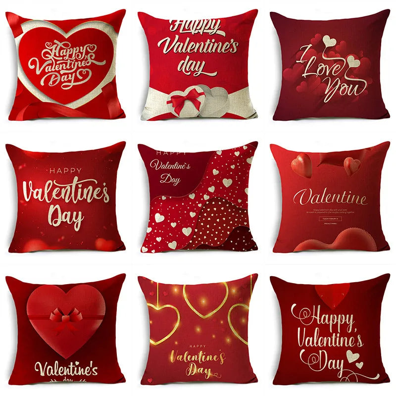 Valentine's Day Decorative Cushion Cover Red Love Aesthetic Romantic Pillowcase Home Office Multiple Sizes