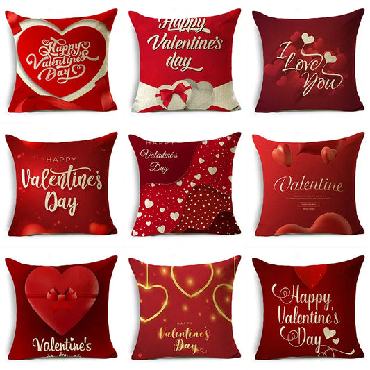 Valentine's Day Decorative Cushion Cover Red Love Aesthetic Romantic Pillowcase Home Office Multiple Sizes