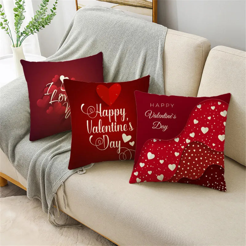 Valentine's Day Decorative Cushion Cover Red Love Aesthetic Romantic Pillowcase Home Office Multiple Sizes