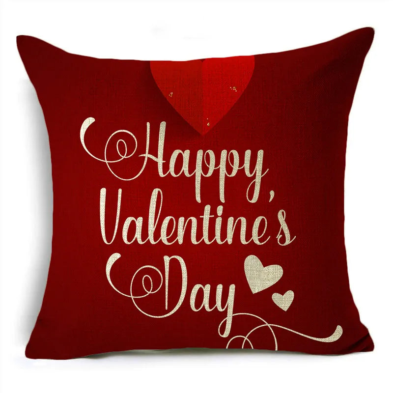 Valentine's Day Decorative Cushion Cover Red Love Aesthetic Romantic Pillowcase Home Office Multiple Sizes