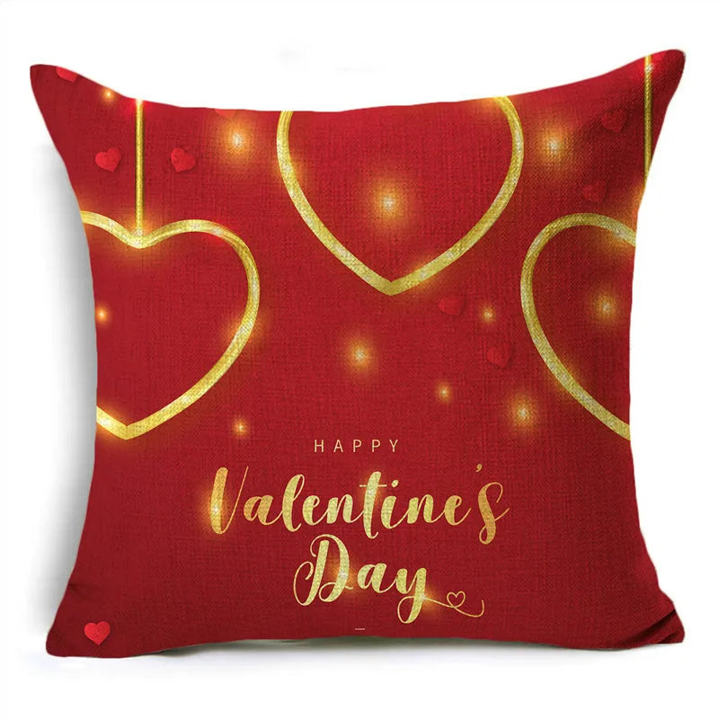 Valentine's Day Decorative Cushion Cover Red Love Aesthetic Romantic Pillowcase Home Office Multiple Sizes
