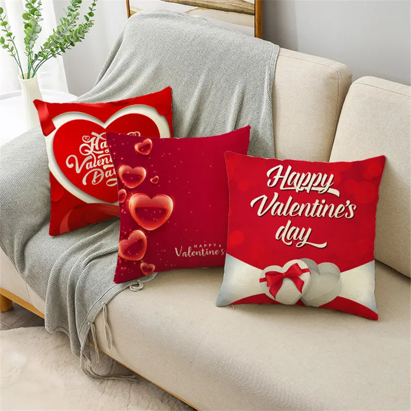 Valentine's Day Decorative Cushion Cover Red Love Aesthetic Romantic Pillowcase Home Office Multiple Sizes