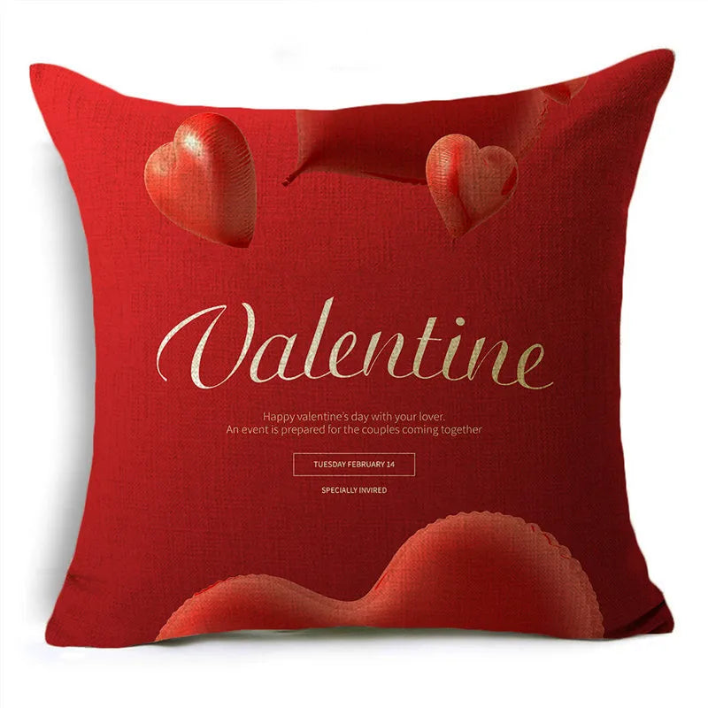 Valentine's Day Decorative Cushion Cover Red Love Aesthetic Romantic Pillowcase Home Office Multiple Sizes