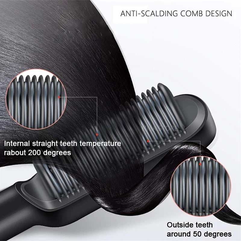 Electric Hot Comb Multifunctional Straight Hair Straightener Comb Negative Ion Anti Scalding Styling Tool Straightening Brush