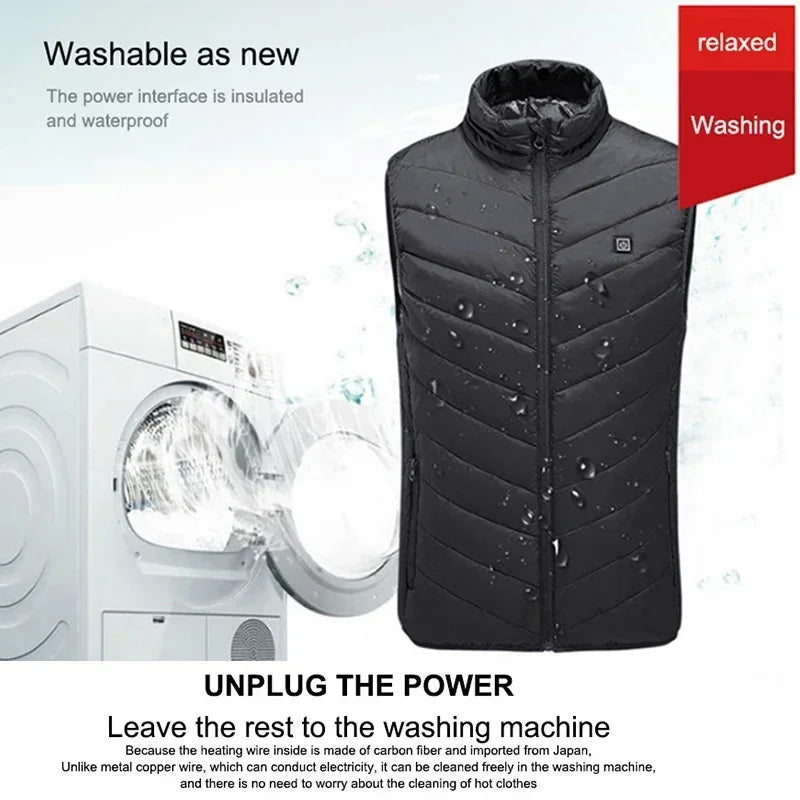 PHMAX 9 Zones Heated Vest Hiking Heated Jacket Vest Outdoor Sports Men Fishing Camping Ski Warming Thermal Clothing Washable