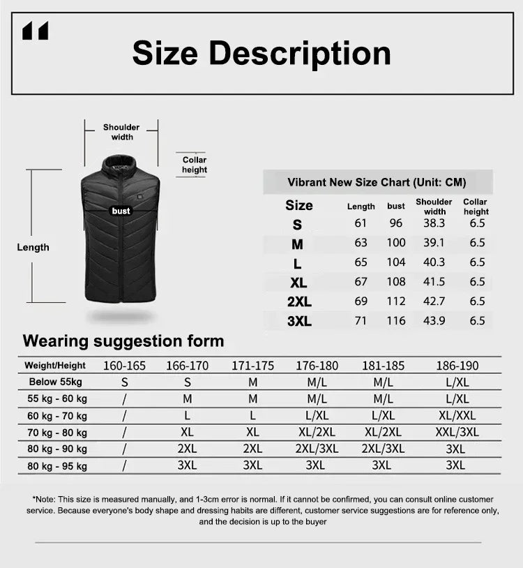 PHMAX 9 Zones Heated Vest Hiking Heated Jacket Vest Outdoor Sports Men Fishing Camping Ski Warming Thermal Clothing Washable