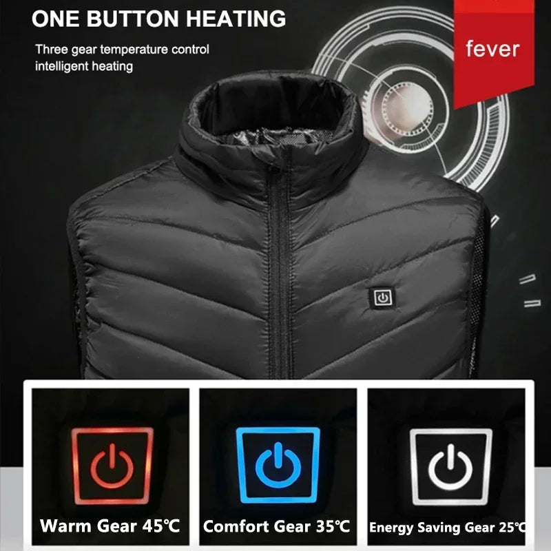 PHMAX 9 Zones Heated Vest Hiking Heated Jacket Vest Outdoor Sports Men Fishing Camping Ski Warming Thermal Clothing Washable